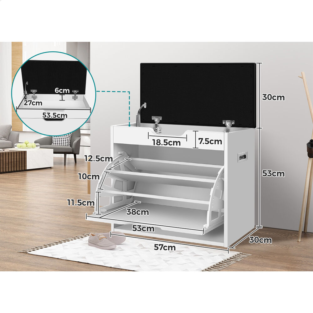 ALFORDSON Shoe Cabinet Bench Rack 12 Pairs White
