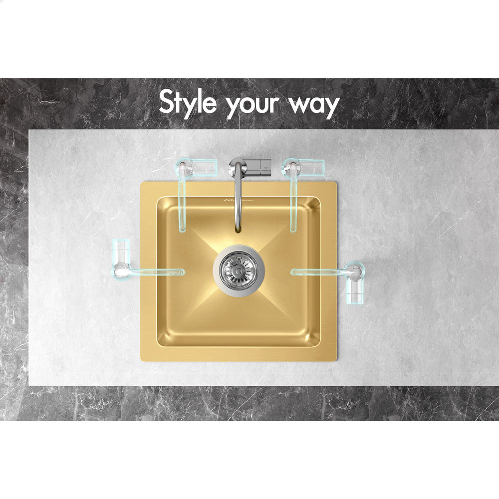 ALFORDSON Kitchen Sink 34x31cm Stainless Steel Basin Single Bowl Gold