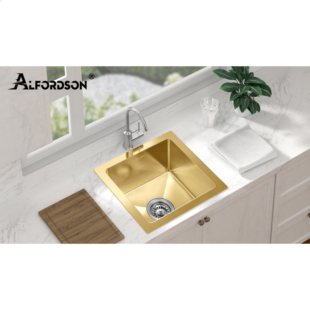 ALFORDSON Kitchen Sink 34x31cm Stainless Steel Basin Single Bowl Gold
