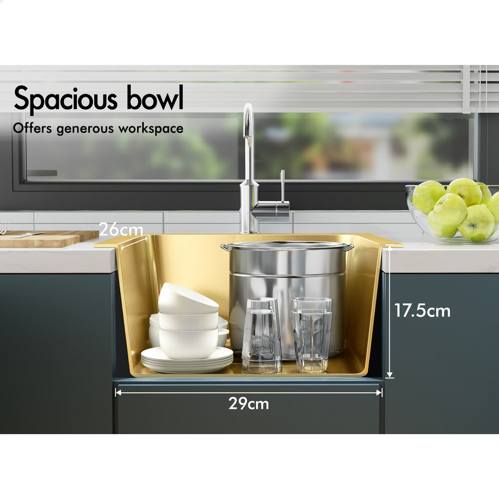ALFORDSON Kitchen Sink 34x31cm Stainless Steel Basin Single Bowl Gold