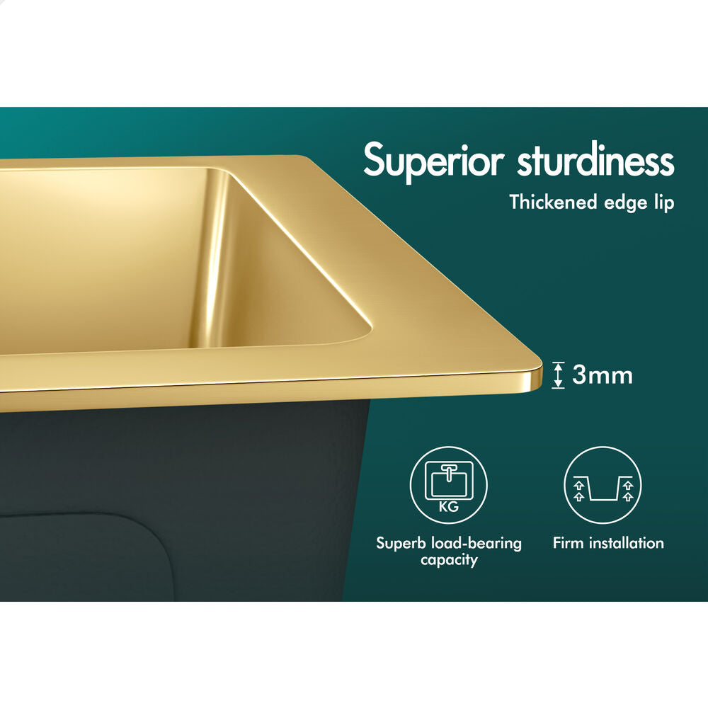 ALFORDSON Kitchen Sink 34x31cm Stainless Steel Basin Single Bowl Gold