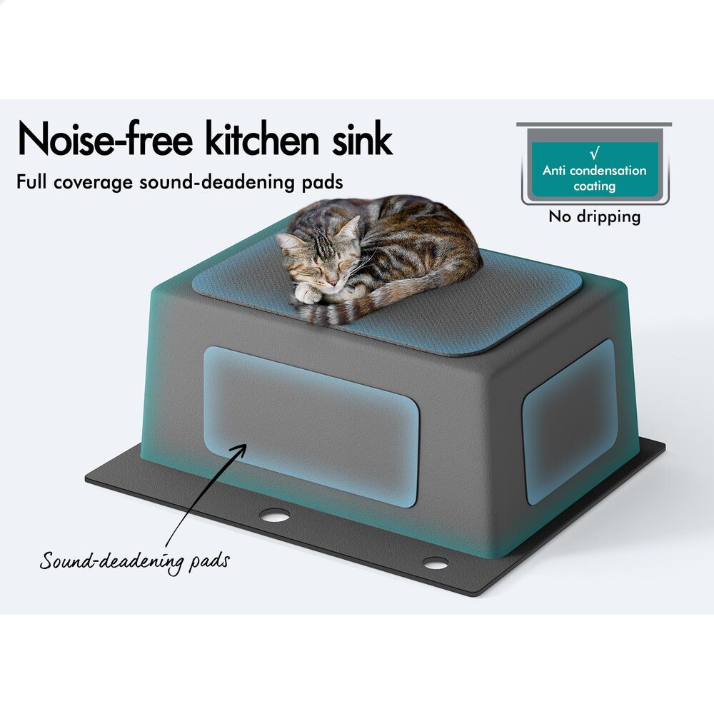 ALFORDSON Kitchen Sink Stainless Steel Drop in Flush Single Bowl 530X500MM Black