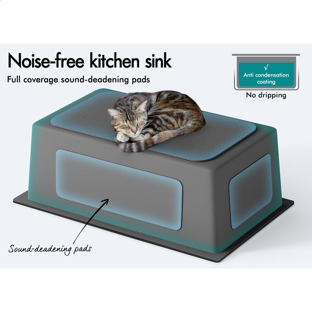 ALFORDSON Kitchen Sink Stainless Steel Drop in Flush Under Mount 700X450MM Black