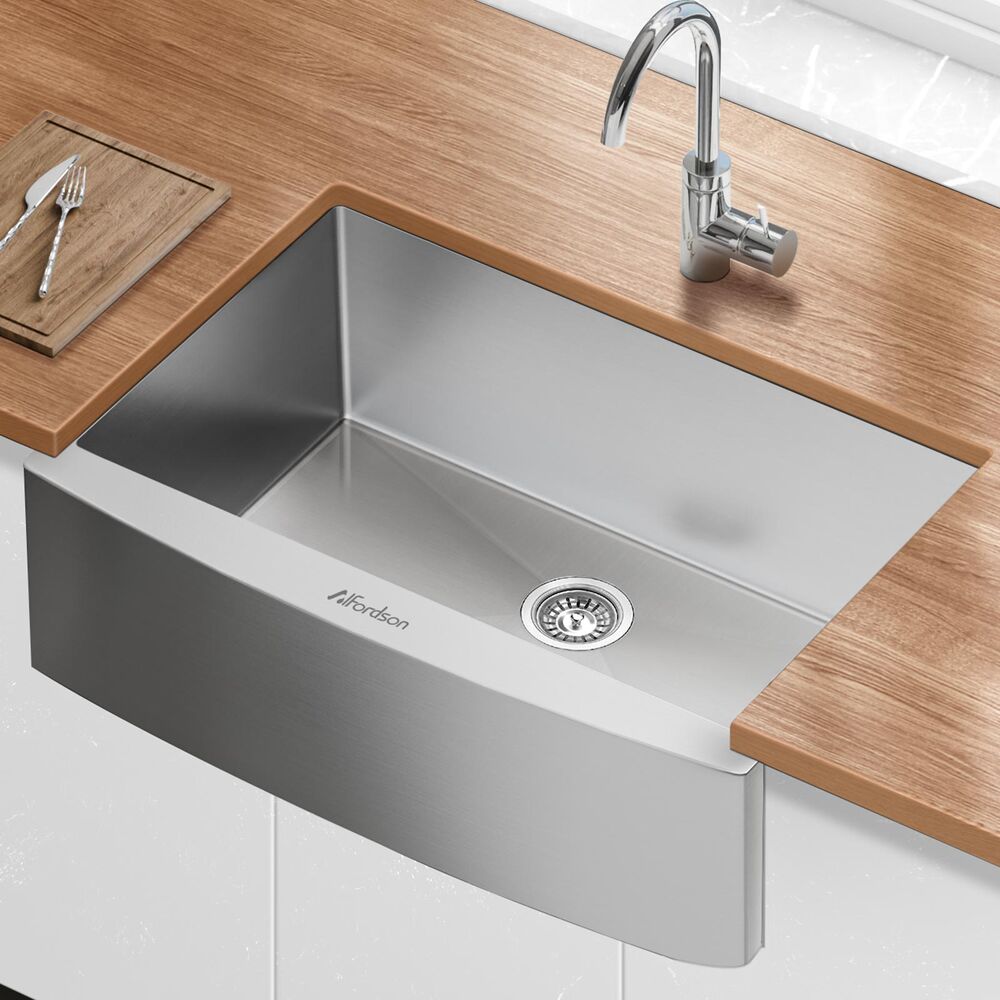 ALFORDSON Farmhouse Kitchen Sink 81x50cm Stainless Steel Basin Single Bowl