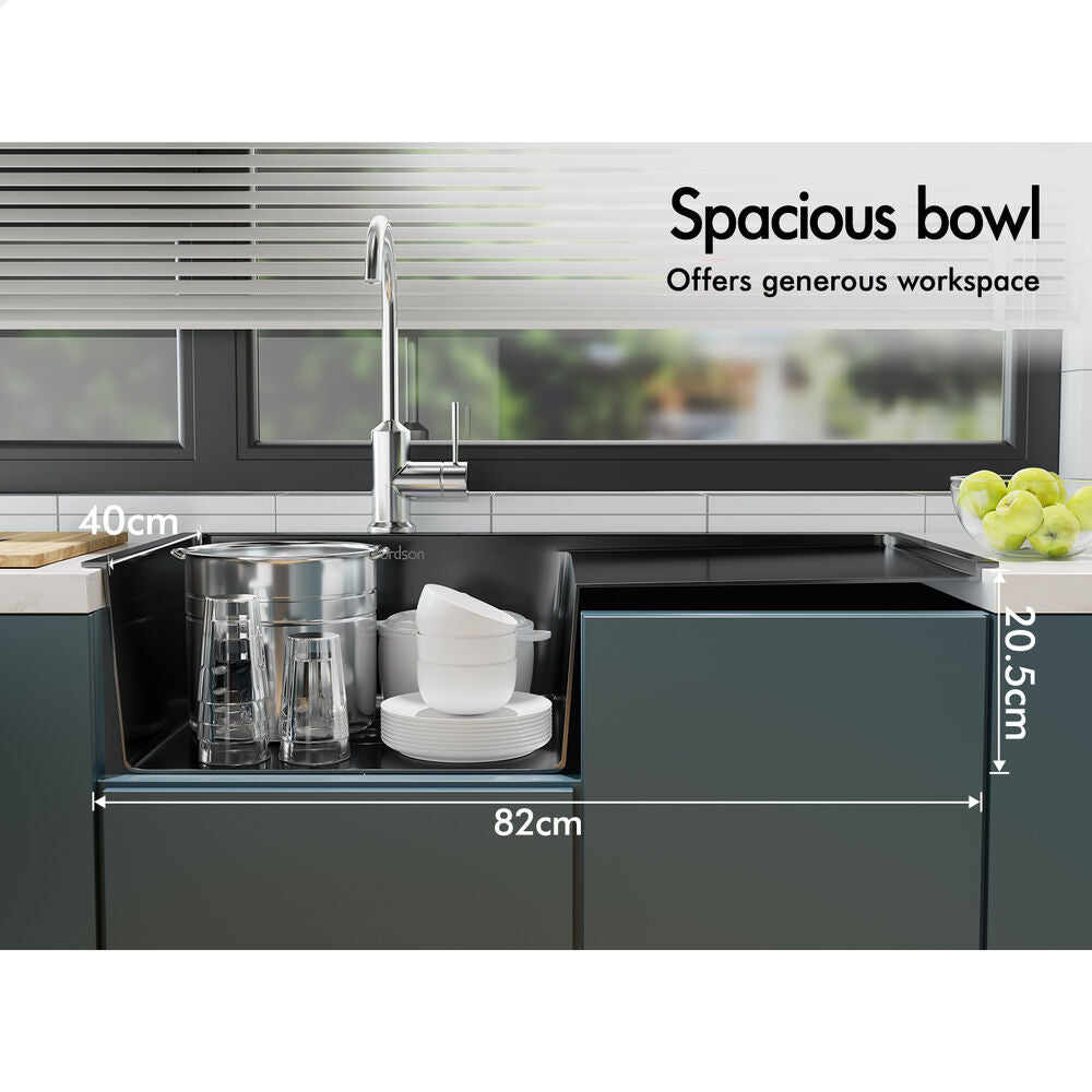 ALFORDSON Kitchen Sink 87x45cm Stainless Steel Basin Single Bowl Black