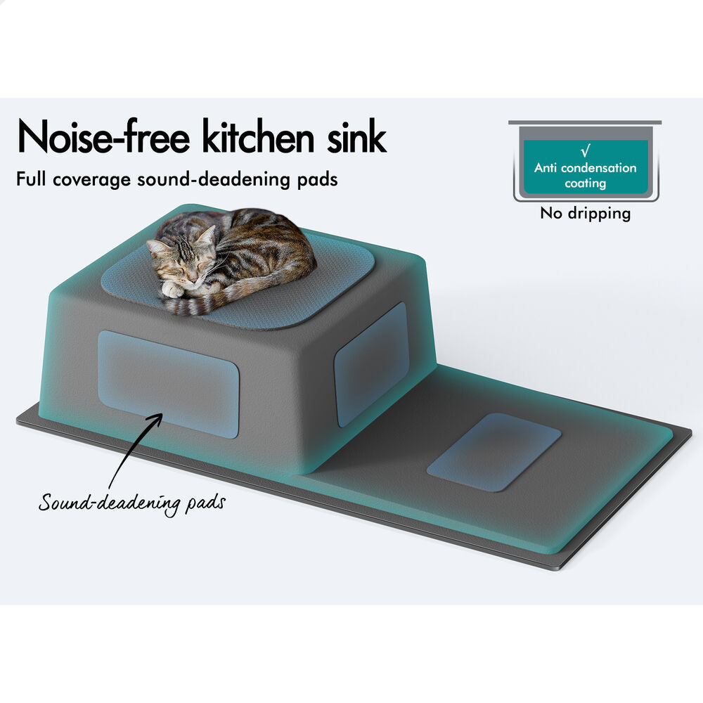 ALFORDSON Kitchen Sink 87x45cm Stainless Steel Basin Single Bowl Black