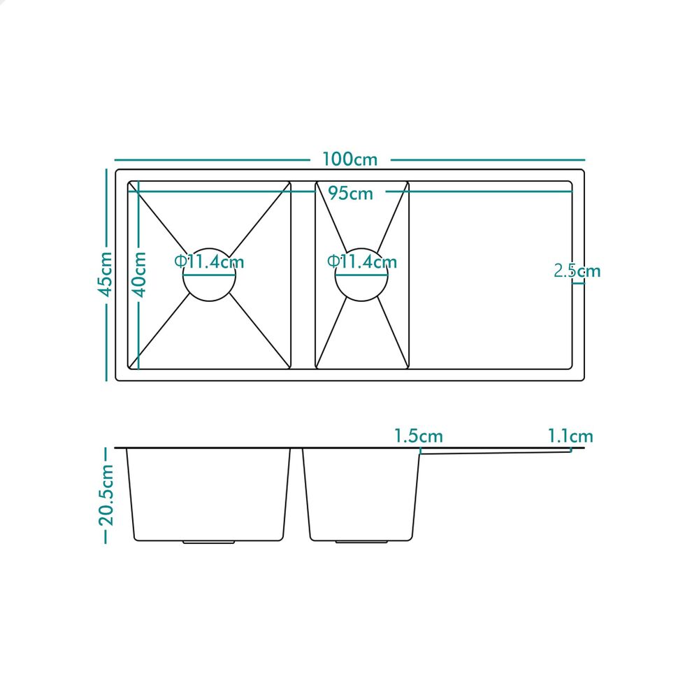 100X45CM ALFORDSON Kitchen Sink Stainless Steel Black