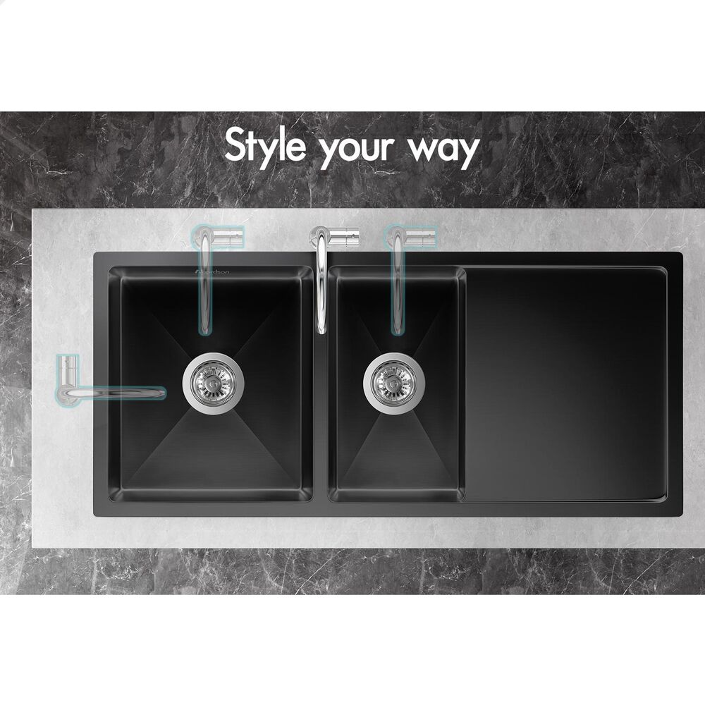 100X45CM ALFORDSON Kitchen Sink Stainless Steel Black