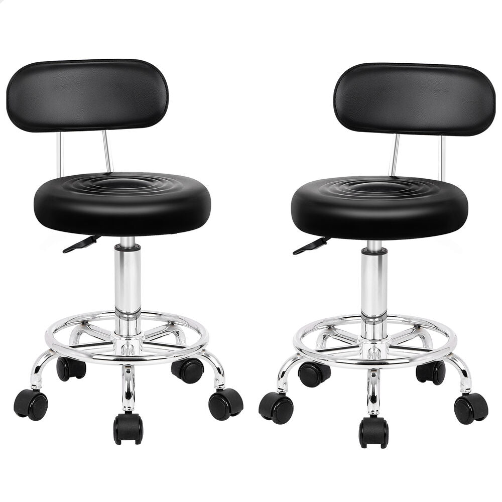 ALFORDSON 2x Salon Stool Backrest Swivel Barber Hair Dress Chair Declan Black