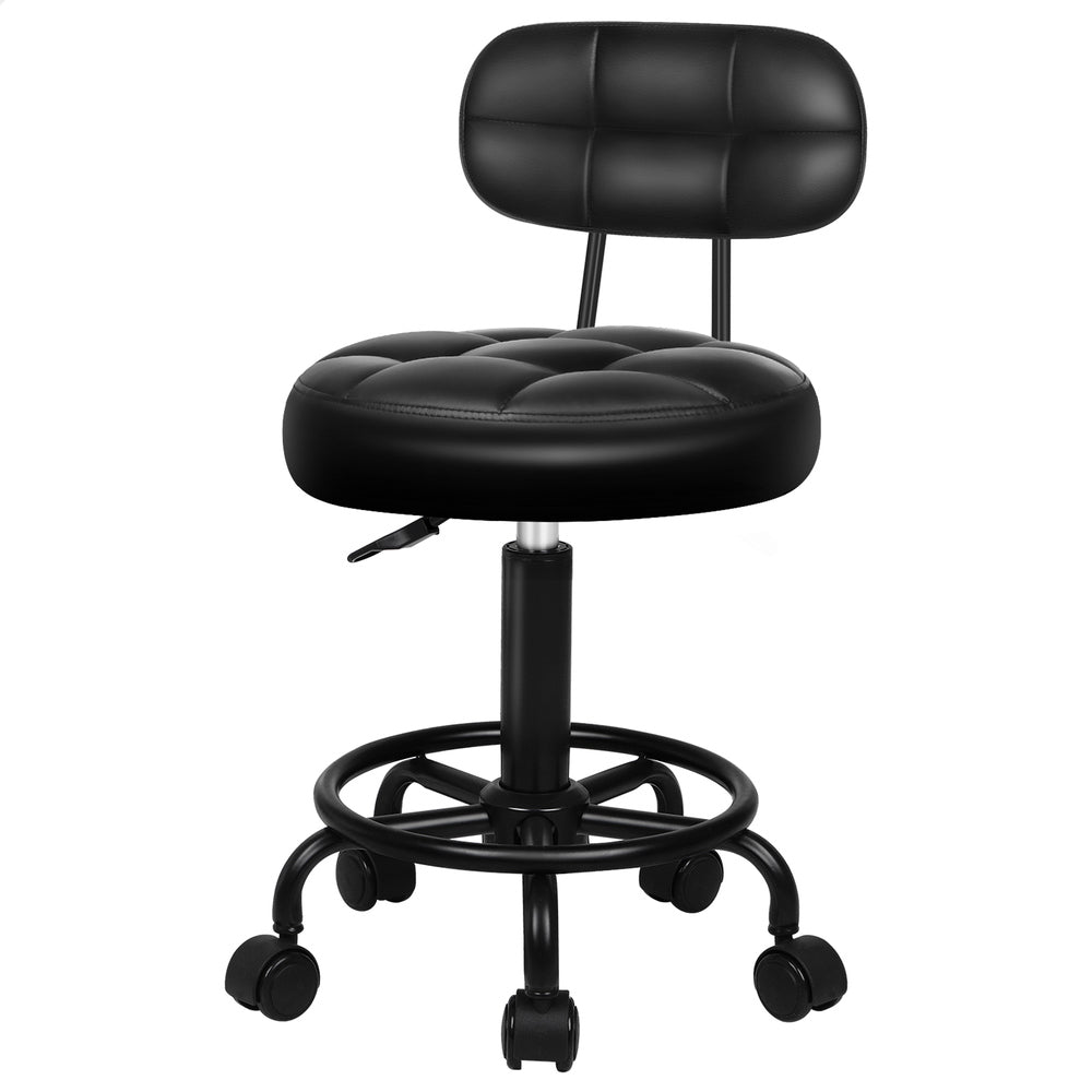 ALFORDSON Salon Stool Backrest Swivel Barber Hair Dress Chair Riley All Black