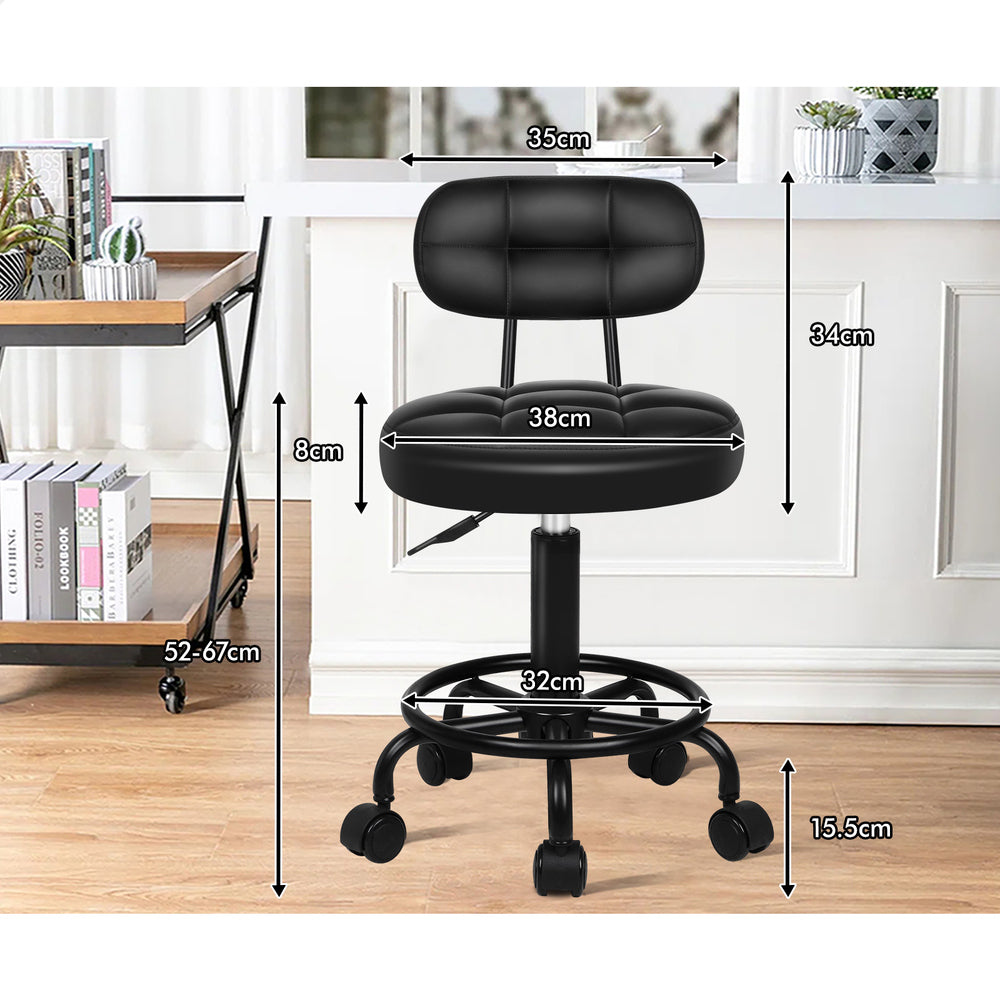 ALFORDSON Salon Stool Backrest Swivel Barber Hair Dress Chair Riley All Black