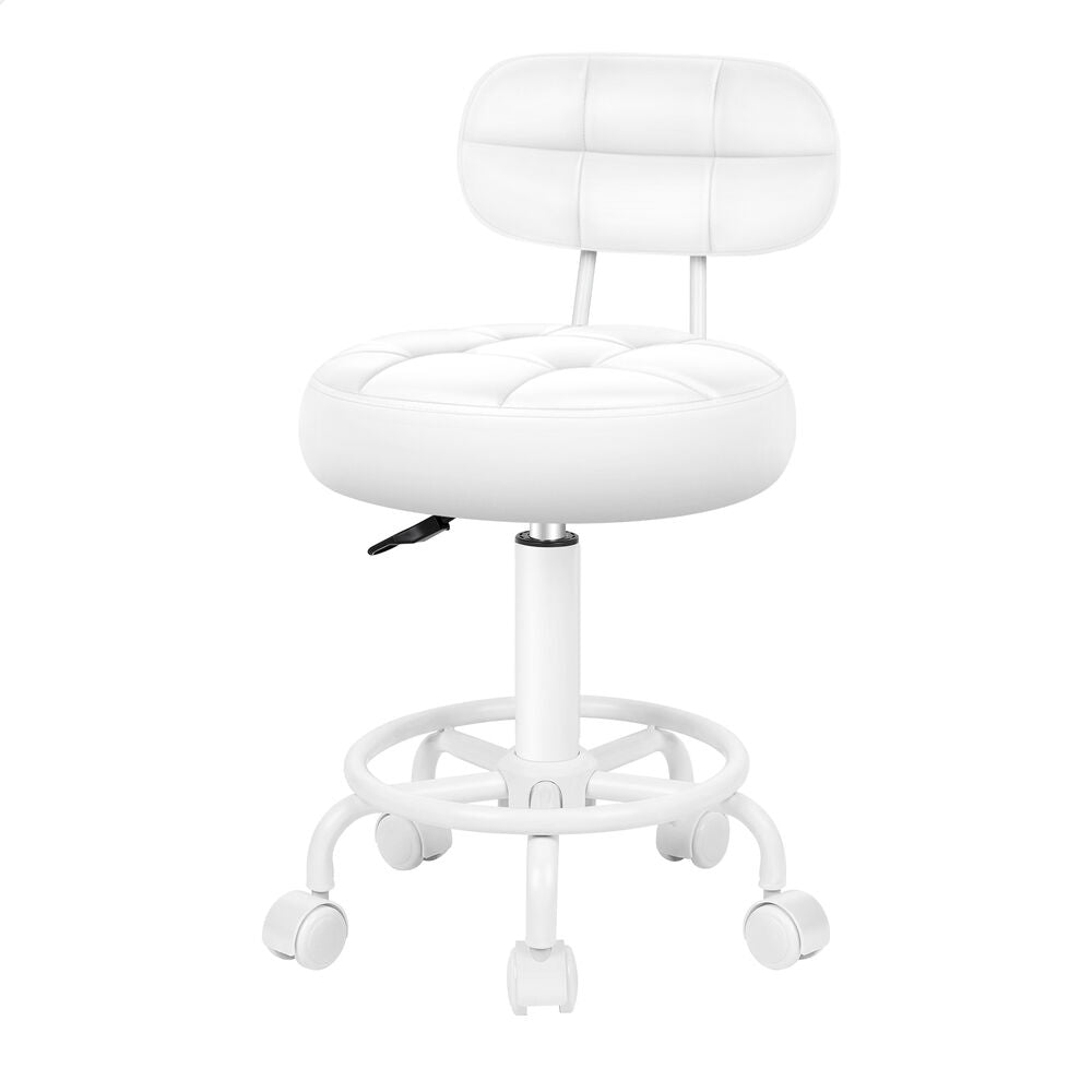 ALFORDSON Salon Stool Backrest Swivel Barber Hair Dress Chair Riley All White