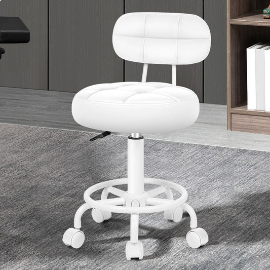 ALFORDSON Salon Stool Backrest Swivel Barber Hair Dress Chair Riley All White