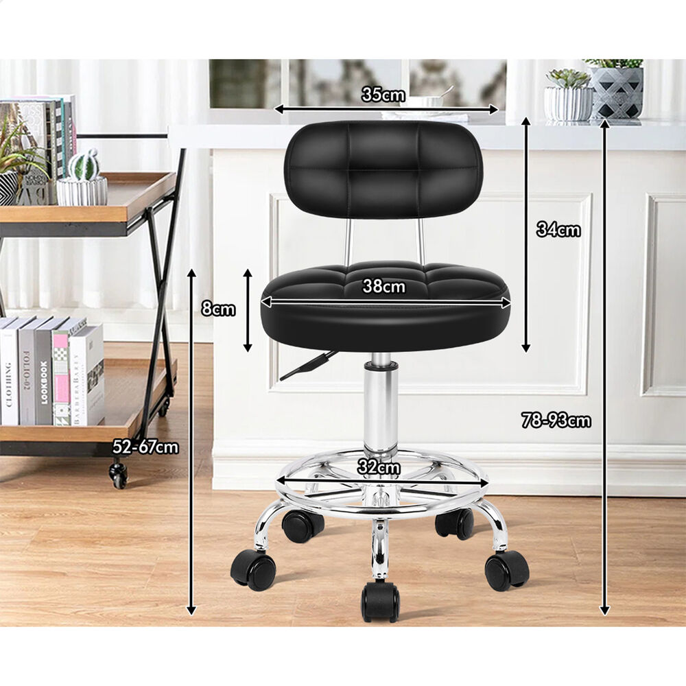ALFORDSON 2x Salon Stool Backrest Swivel Barber Hair Dress Chair Riley Black