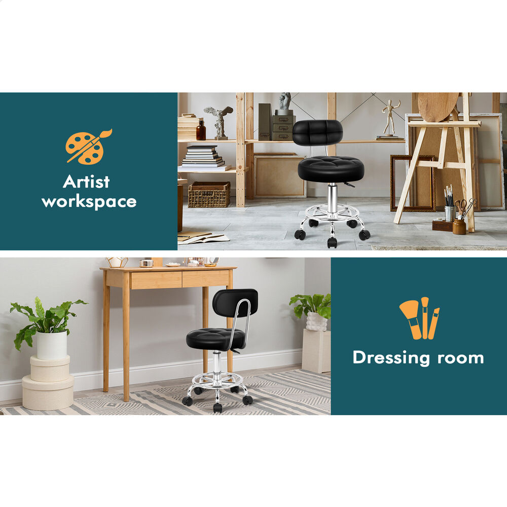 ALFORDSON 2x Salon Stool Backrest Swivel Barber Hair Dress Chair Riley Black