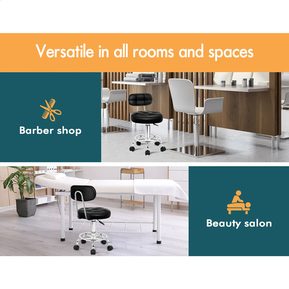 ALFORDSON 2x Salon Stool Backrest Swivel Barber Hair Dress Chair Riley Black