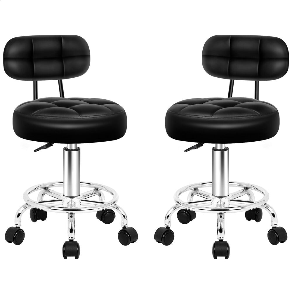 ALFORDSON 2x Salon Stool Backrest Swivel Barber Hair Dress Chair Riley Black