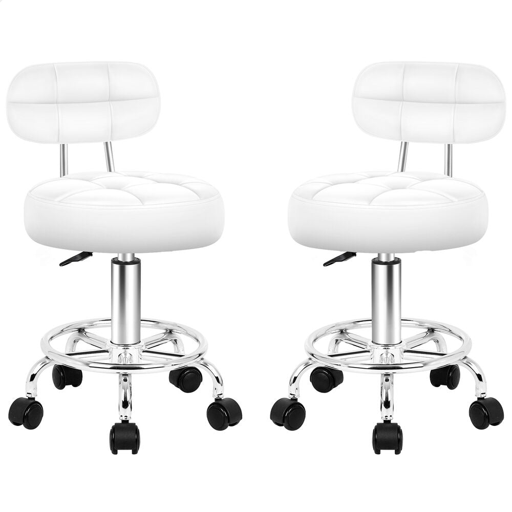 ALFORDSON 2x Salon Stool Backrest Swivel Barber Hair Dress Chair Riley White