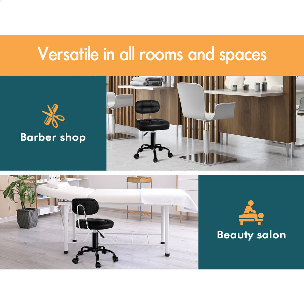 ALFORDSON 2x Salon Stool Backrest Swivel Barber Hair Dress Chair Tufan All Black