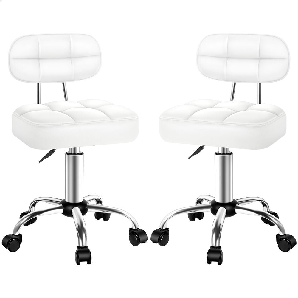 ALFORDSON 2x Salon Stool Backrest Swivel Barber Hair Dress Chair Tufan White