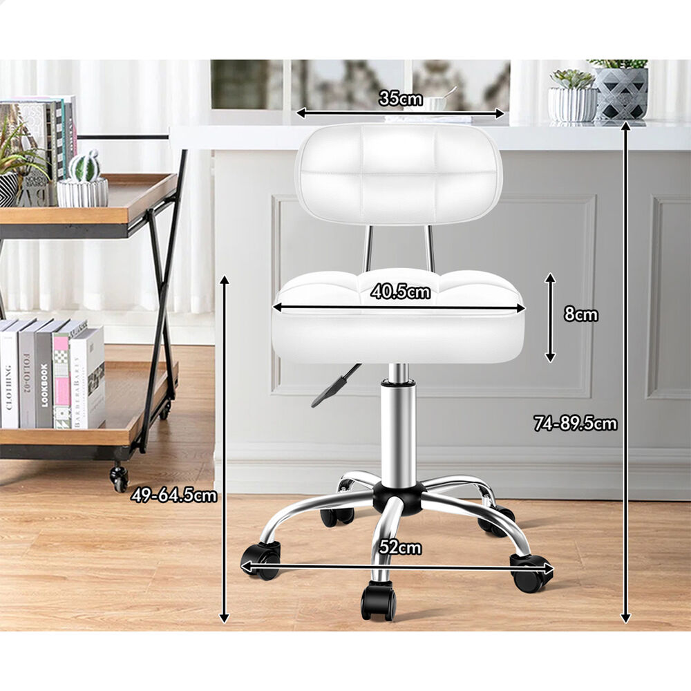 ALFORDSON 2x Salon Stool Backrest Swivel Barber Hair Dress Chair Tufan White