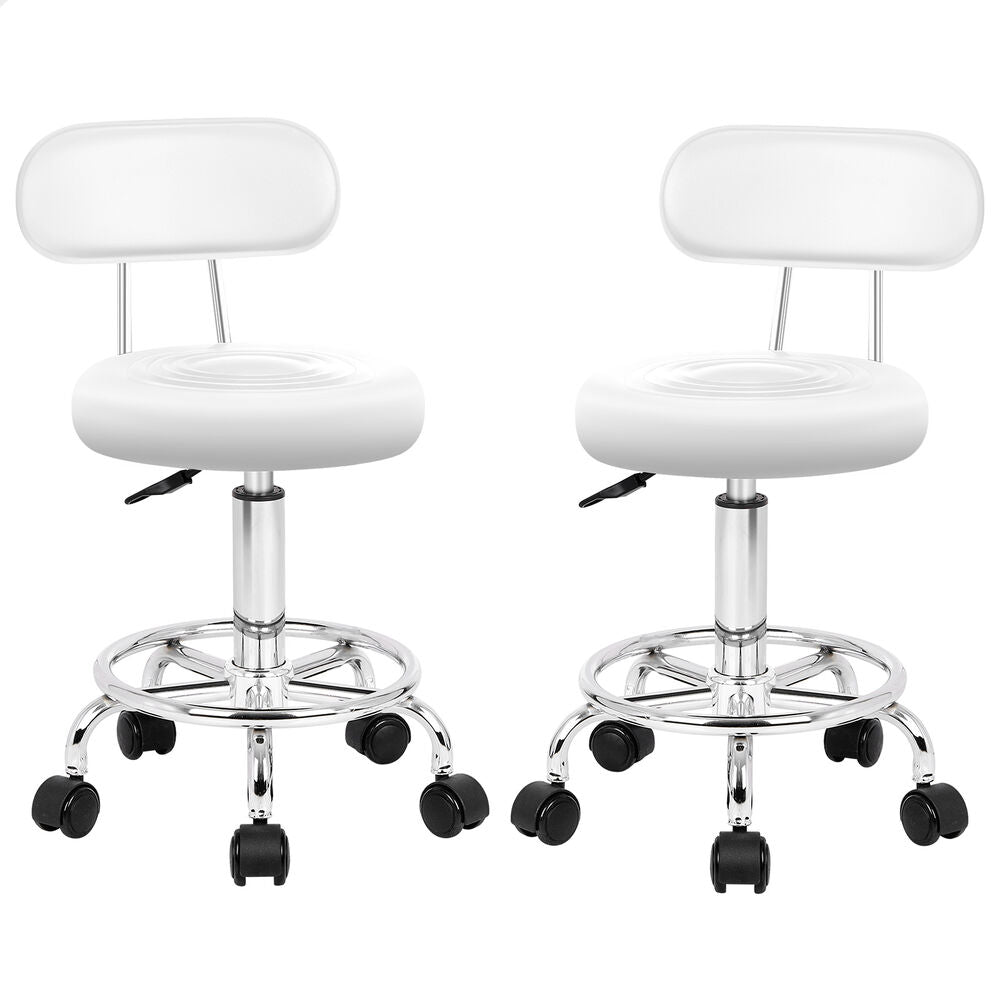 ALFORDSON 2x Salon Stool Backrest Swivel Barber Hair Dress Chair Declan White