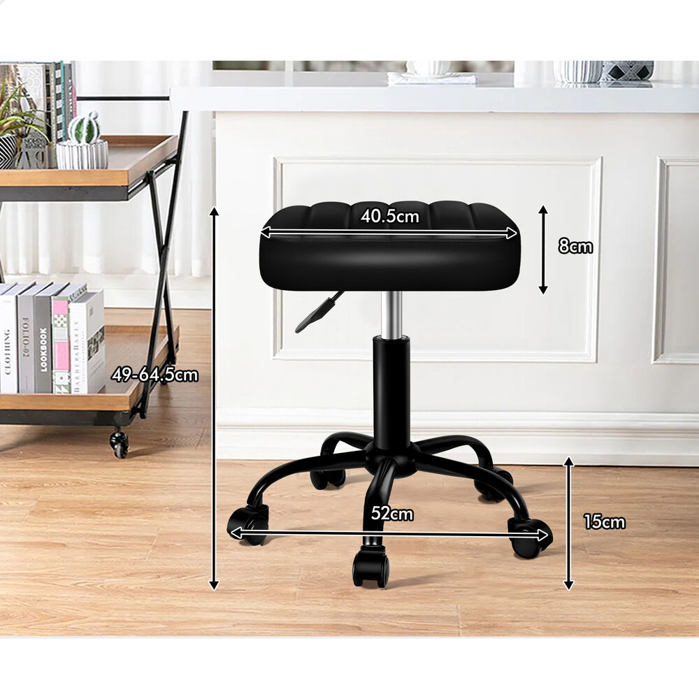 ALFORDSON 2x Salon Stool Square Swivel Barber Hair Chair Gas Lift All Black