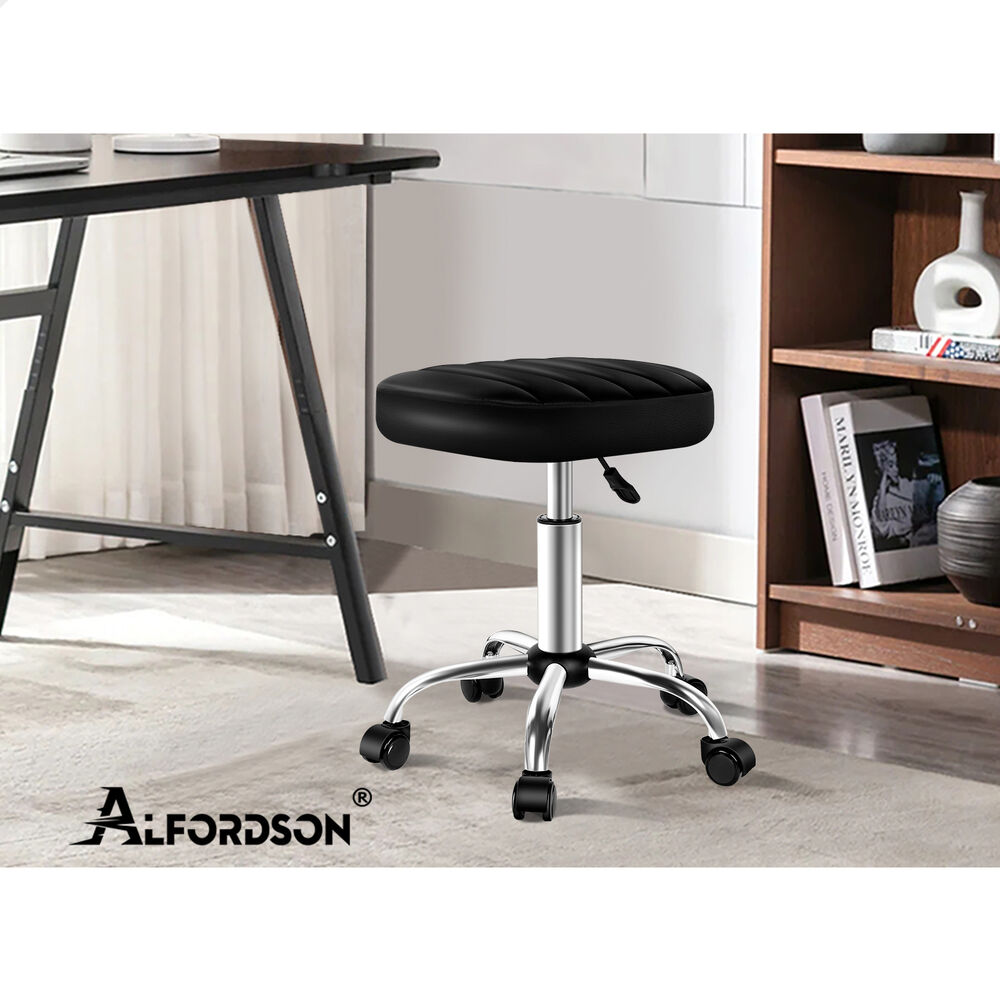 ALFORDSON 2x Salon Stool Square Swivel Barber Hair Dress Chair Gas Lift Black