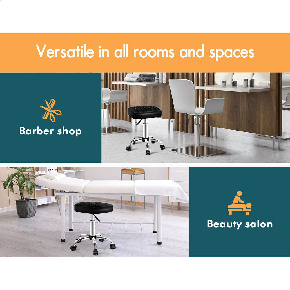 ALFORDSON 2x Salon Stool Square Swivel Barber Hair Dress Chair Gas Lift Black