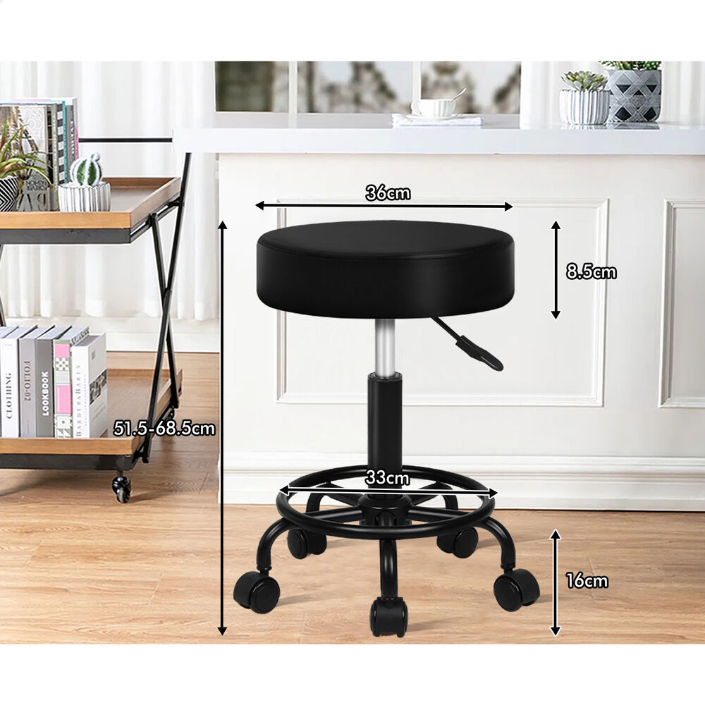 ALFORDSON 2x Salon Stool Round Swivel Barber Hair Dress Chair Gas Lift All Black