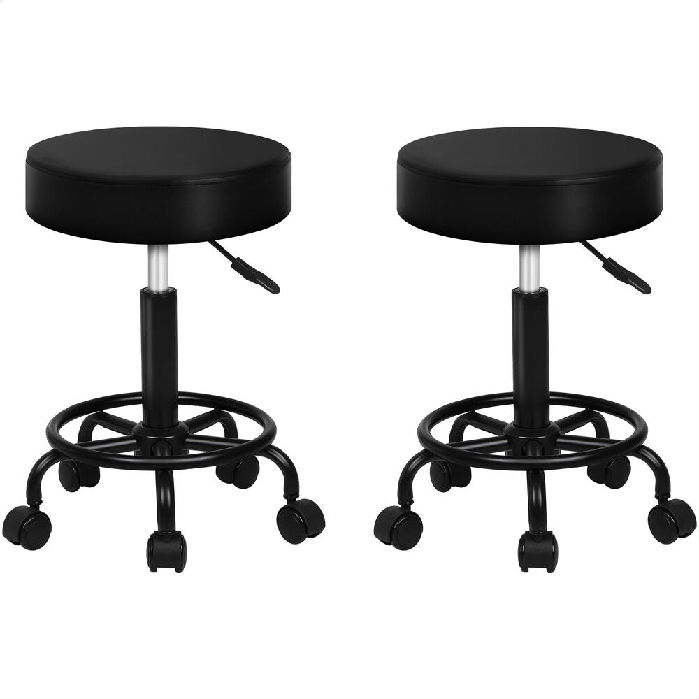 ALFORDSON 2x Salon Stool Round Swivel Barber Hair Dress Chair Gas Lift All Black