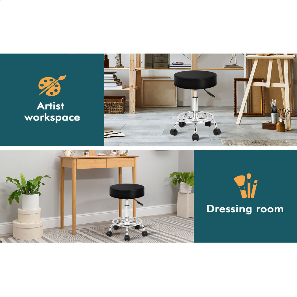 ALFORDSON 2x Salon Stool Round Swivel Barber Hair Dress Chair Gas Lift Black