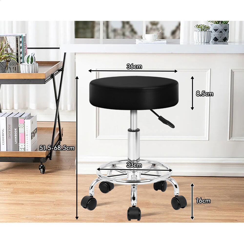 ALFORDSON 2x Salon Stool Round Swivel Barber Hair Dress Chair Gas Lift Black