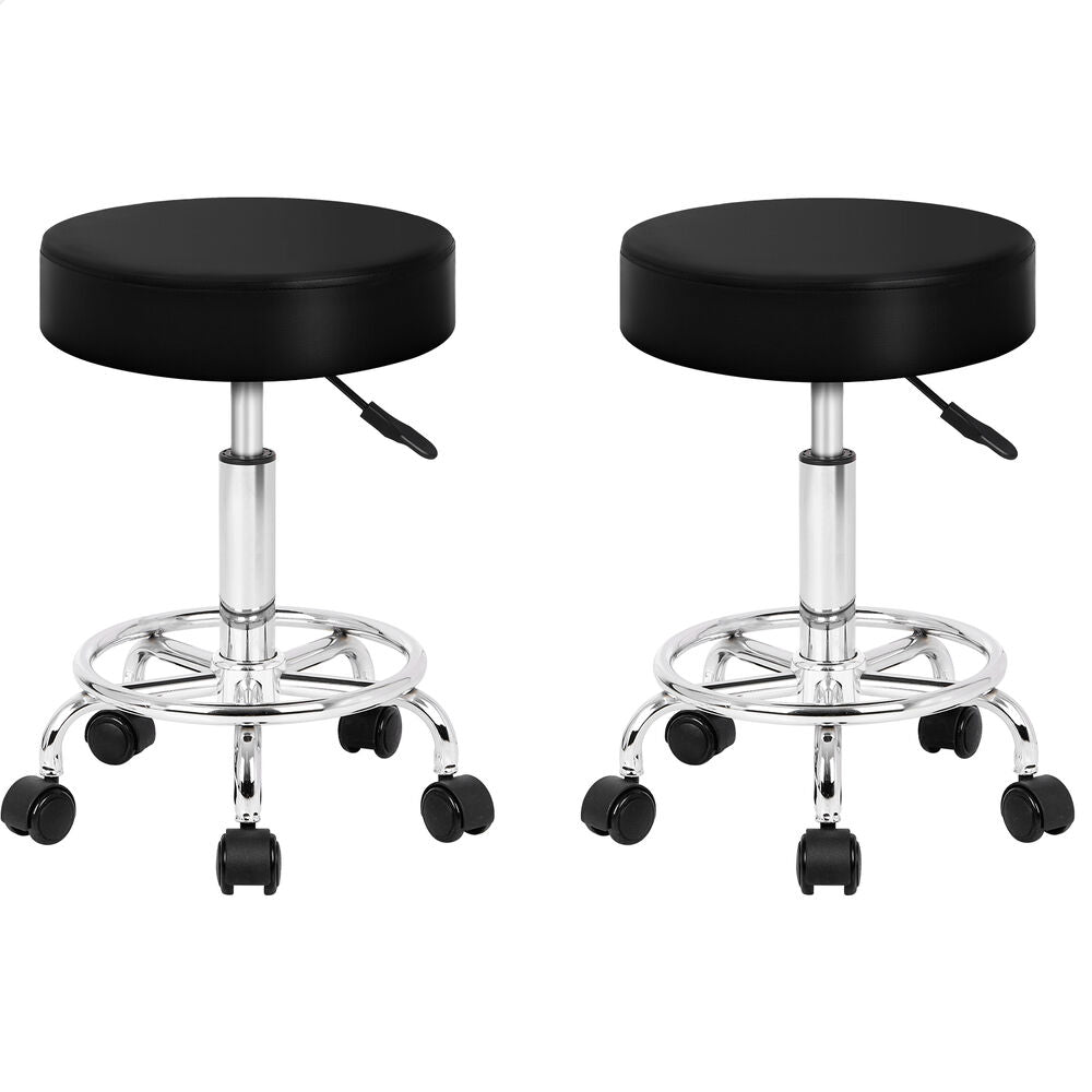ALFORDSON 2x Salon Stool Round Swivel Barber Hair Dress Chair Gas Lift Black