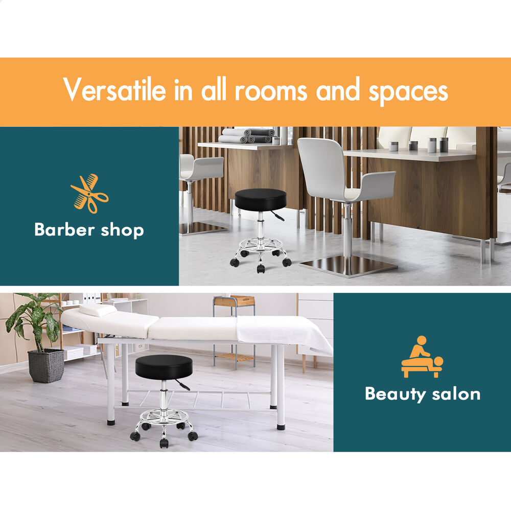 ALFORDSON 2x Salon Stool Round Swivel Barber Hair Dress Chair Gas Lift Black