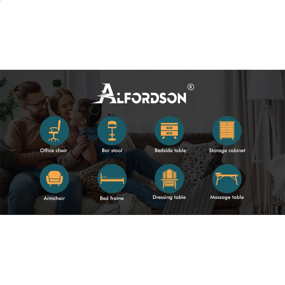 ALFORDSON 2x Salon Stool Round Swivel Barber Hair Dress Chair Dark Grey Fabric