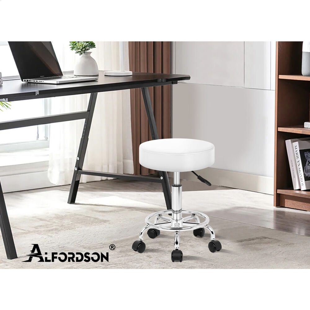 ALFORDSON 2x Salon Stool Round Swivel Barber Hair Dress Chair Gas Lift White
