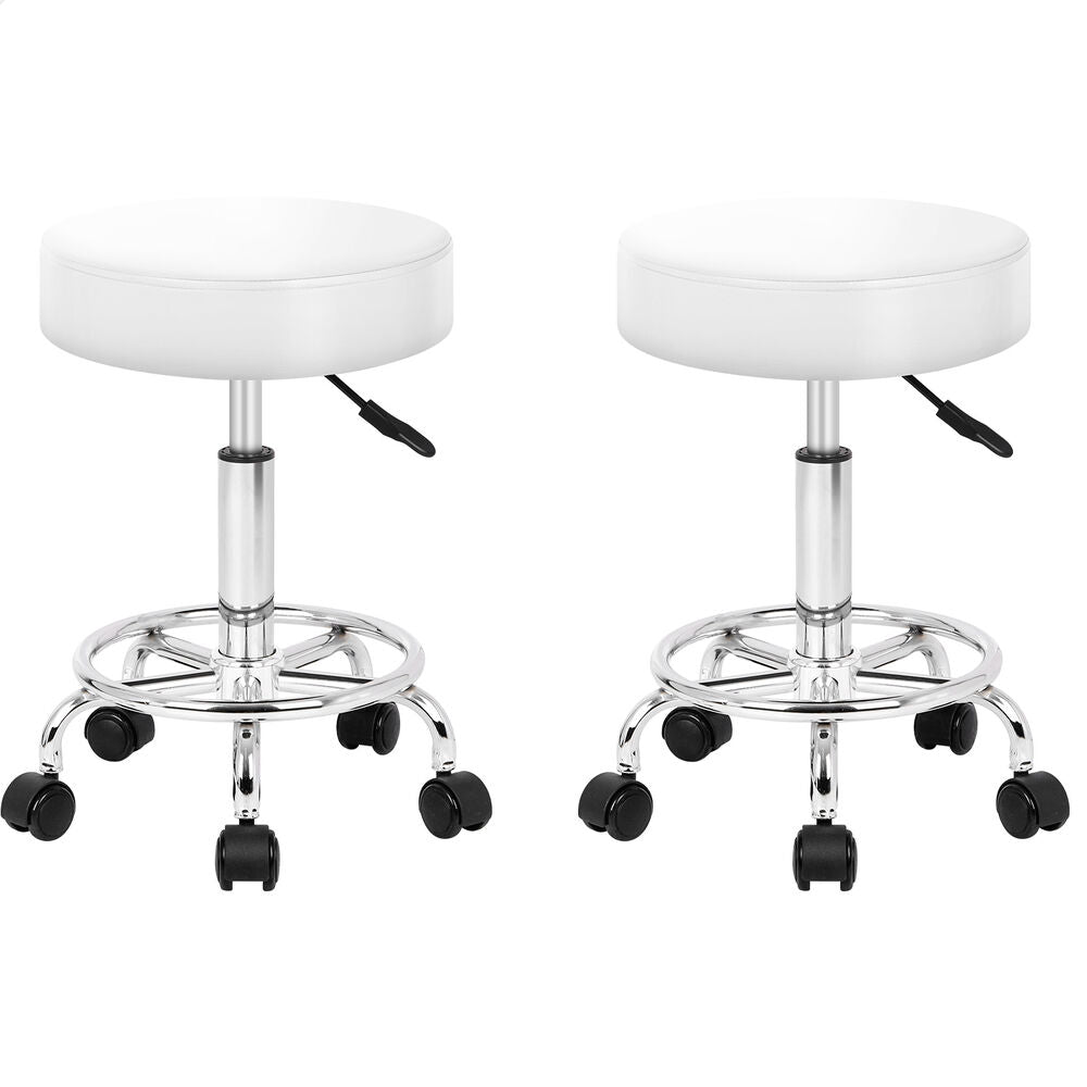 ALFORDSON 2x Salon Stool Round Swivel Barber Hair Dress Chair Gas Lift White