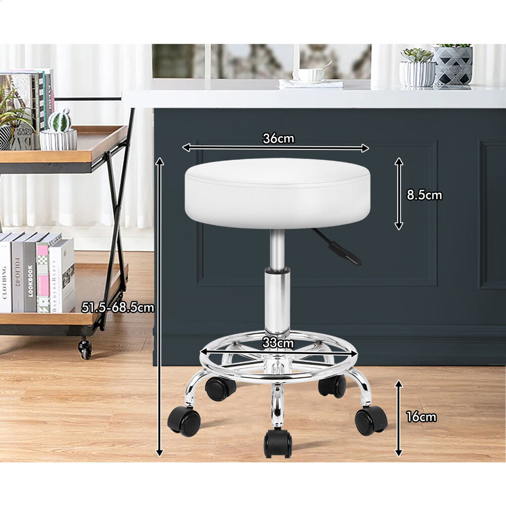 ALFORDSON 2x Salon Stool Round Swivel Barber Hair Dress Chair Gas Lift White