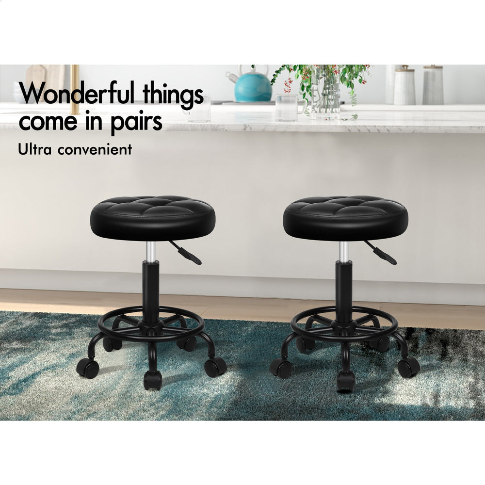 ALFORDSON Salon Stool Round Swivel Barber Hair Dress Chair Gas Lift All Black