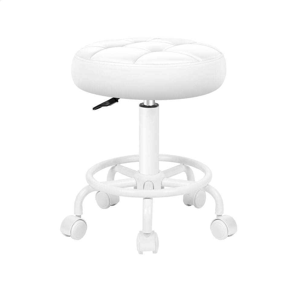 ALFORDSON Salon Stool Round Swivel Barber Hair Dress Chair Gas Lift All White