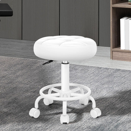 ALFORDSON Salon Stool Round Swivel Barber Hair Dress Chair Gas Lift All White