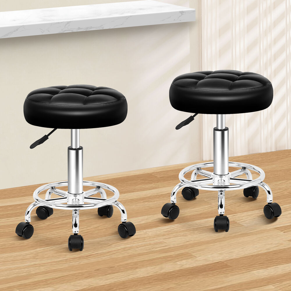 ALFORDSON 2x Salon Stool Round Swivel Barber Hair Dress Chair Gas Lift Black