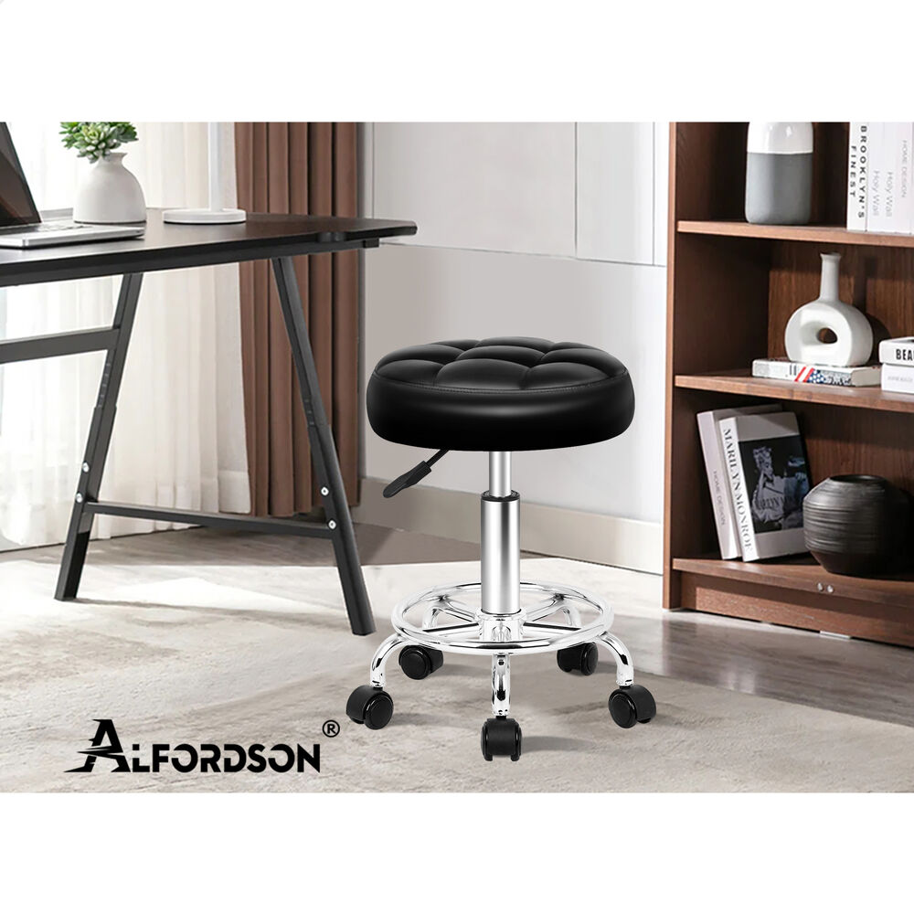 ALFORDSON 2x Salon Stool Round Swivel Barber Hair Dress Chair Gas Lift Black