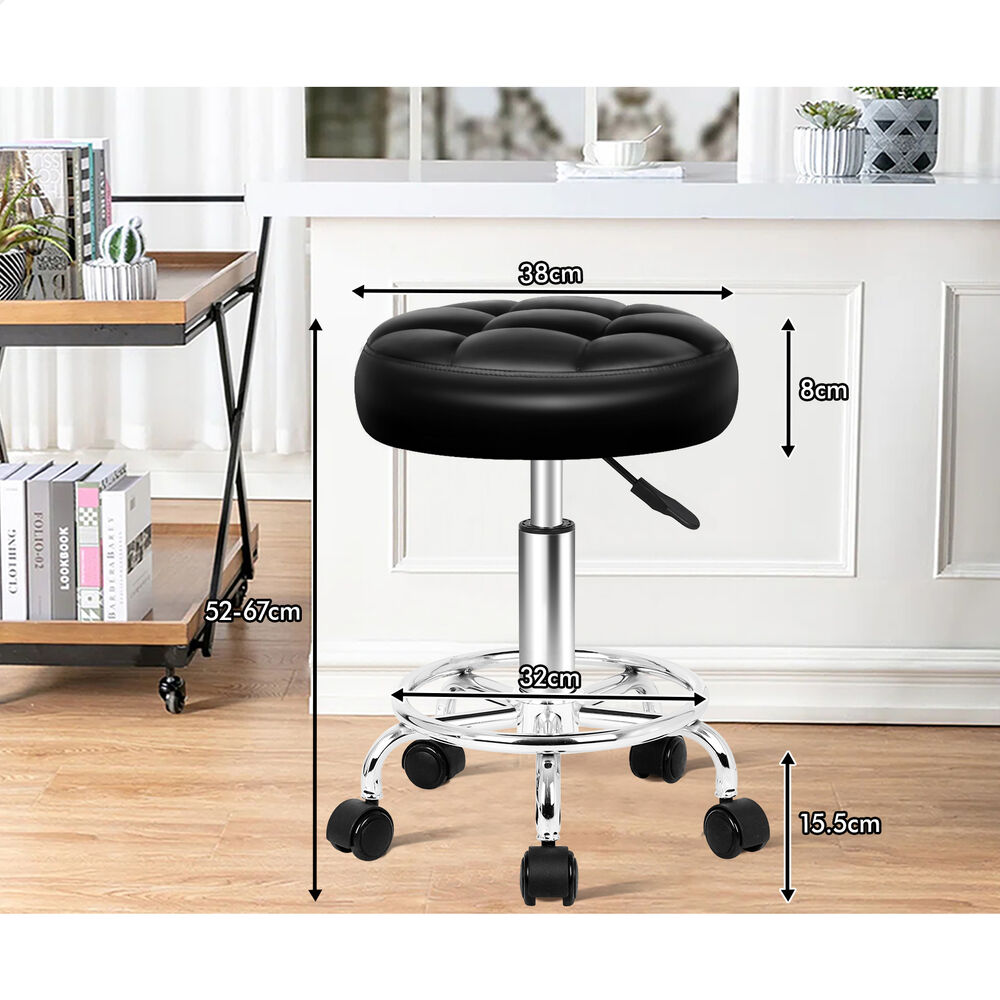 ALFORDSON 2x Salon Stool Round Swivel Barber Hair Dress Chair Gas Lift Black