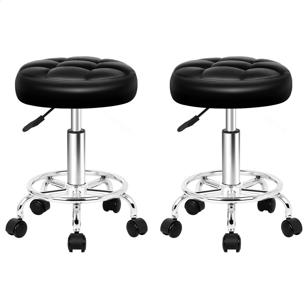 ALFORDSON 2x Salon Stool Round Swivel Barber Hair Dress Chair Gas Lift Black
