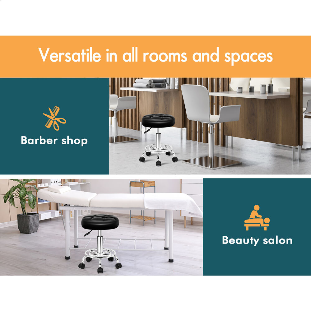 ALFORDSON 2x Salon Stool Round Swivel Barber Hair Dress Chair Gas Lift Black