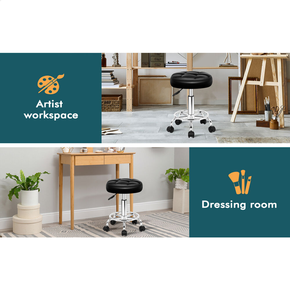 ALFORDSON 2x Salon Stool Round Swivel Barber Hair Dress Chair Gas Lift Black