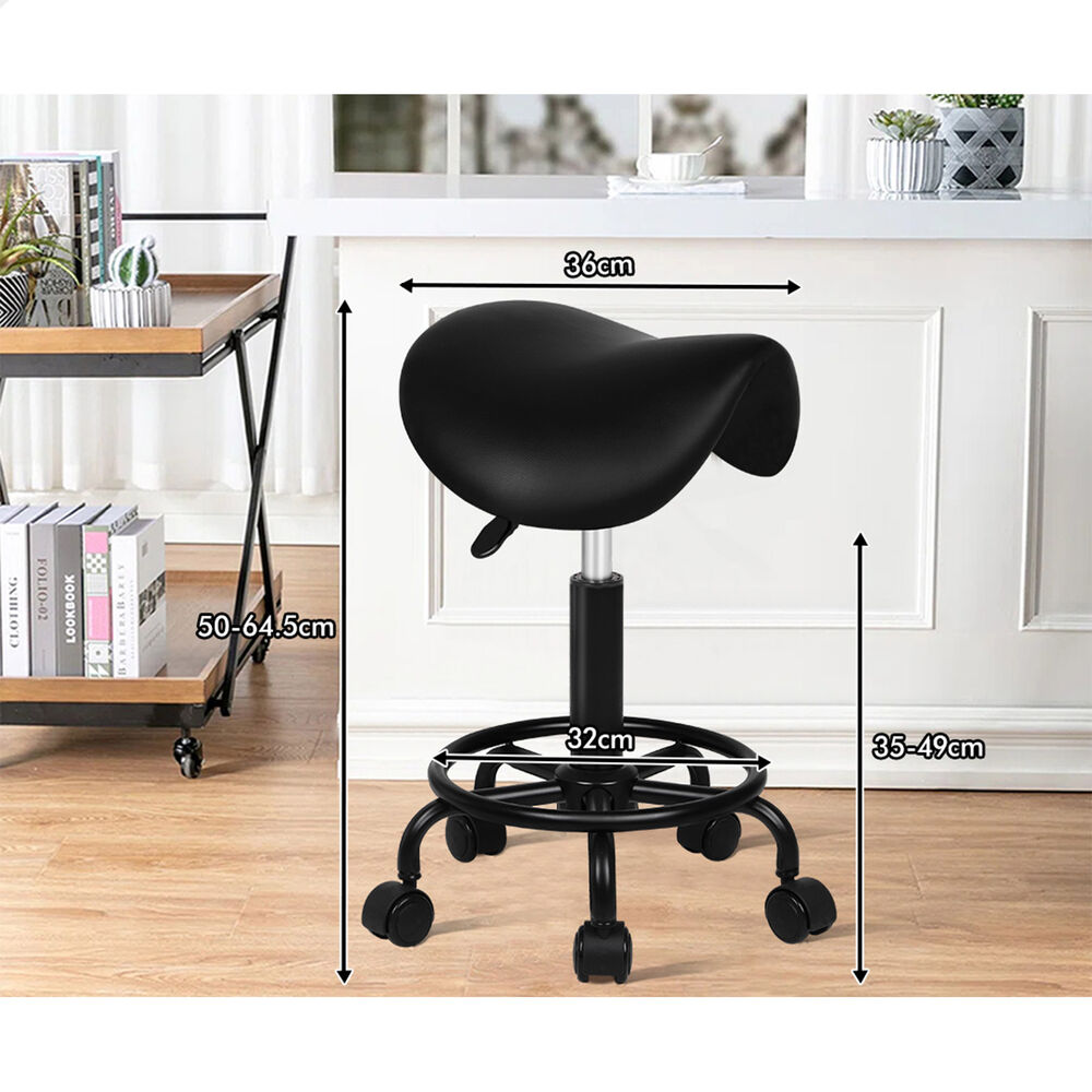 ALFORDSON 2x Salon Stool Saddle Swivel Barber Hair Dress Chair Sierra All Black