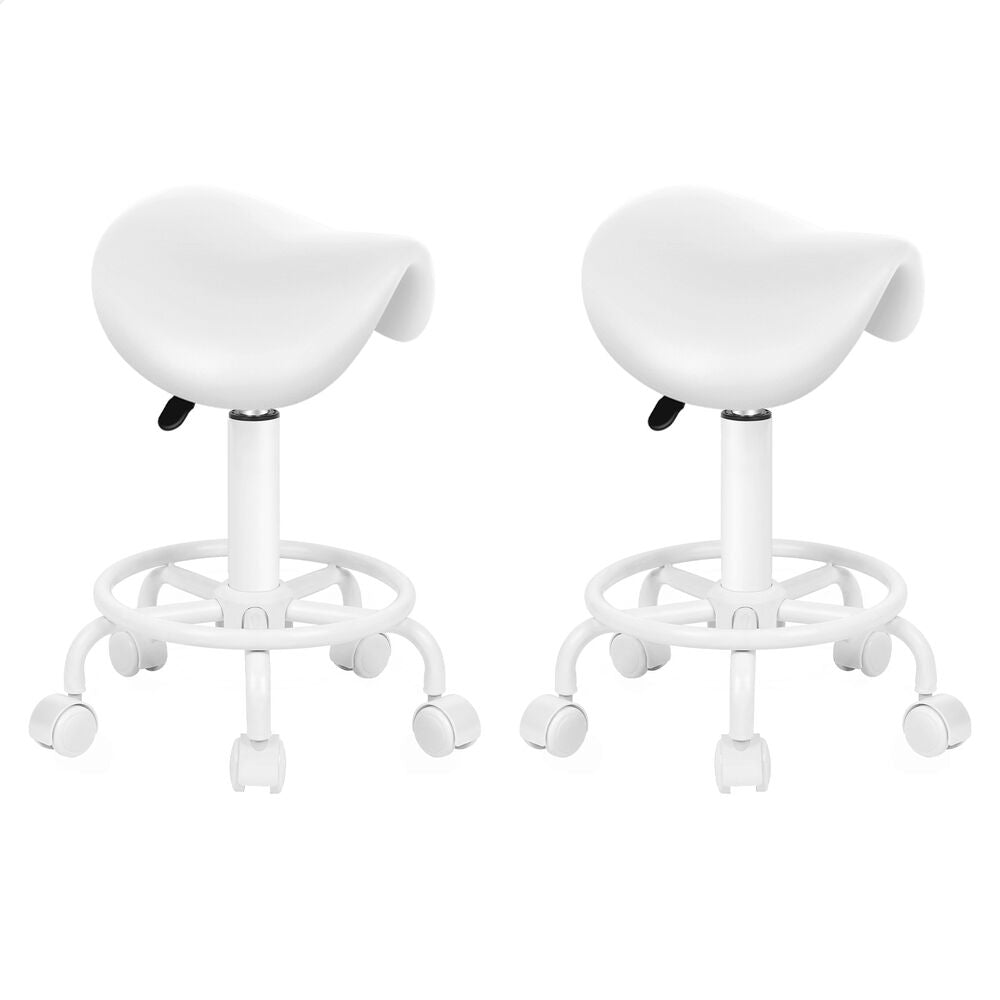 ALFORDSON 2x Salon Stool Saddle Swivel Barber Hair Dress Chair Sierra All White